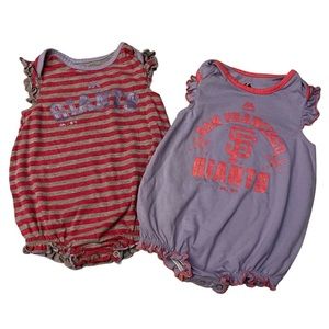 Lot of 2 MLB San Francisco Giants Baseball Girls Size 18 Months Ruffle Bodysuits
